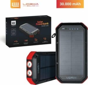 Lideka® Solar Powerbank 30000mAh - USB C - Powerbank Zonne Energie - 4x USB - Samsung en Iphone