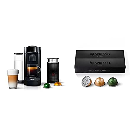 Nespresso Vertuo Plus koffie- en espressomachine van De'Longhi met Aeroccino, inktzwart, met Nespresso-capsules VertuoLine, koffie met gemiddelde en donkere branding, Nespresso Prime Day Deal