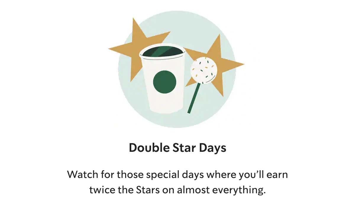 Double Star Days info over Starbucks.