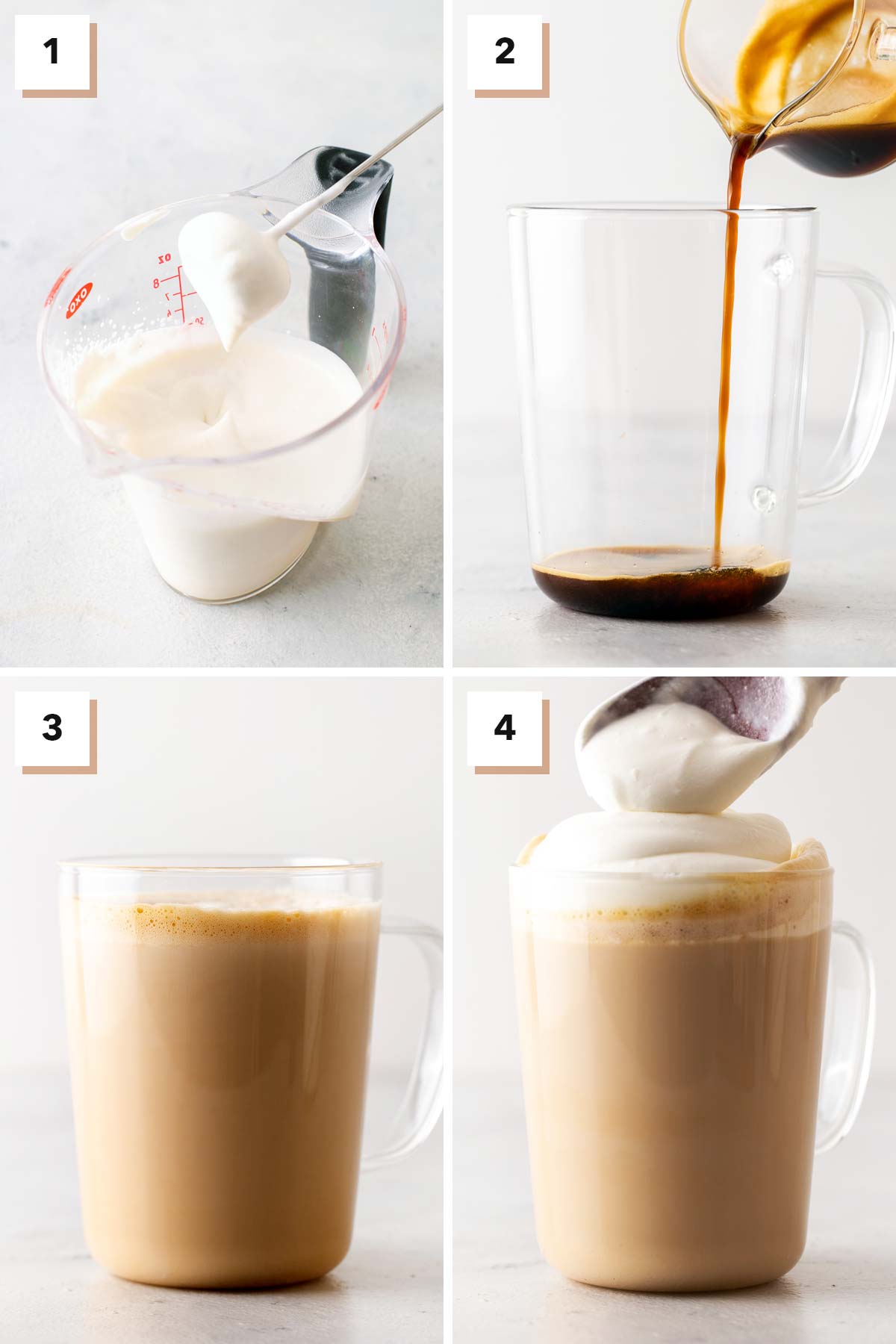 Stappen om een Starbucks Cinnamon Dolce Latte copycat drankje te maken.