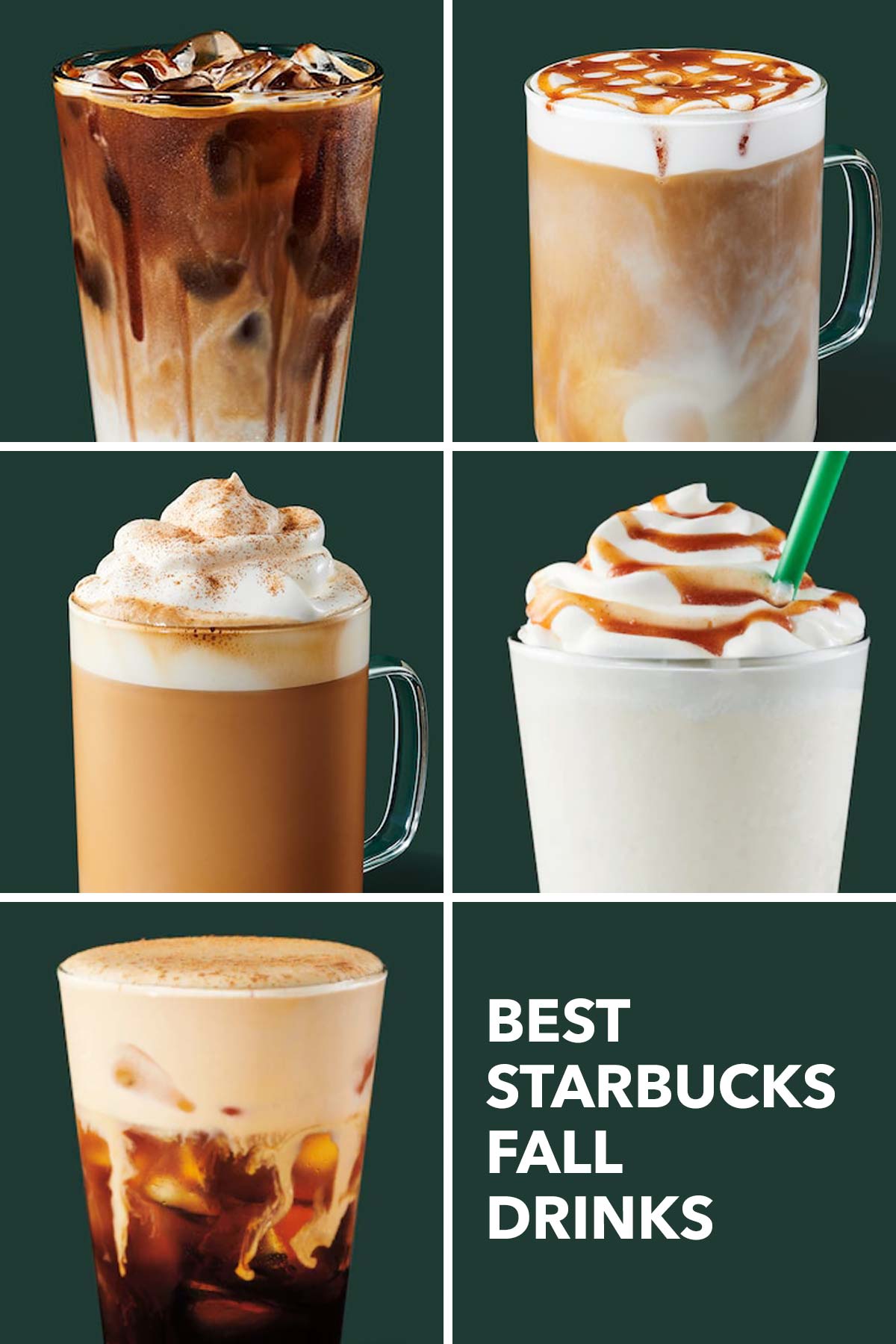 Vijf Starbucks herfstdrankjes.