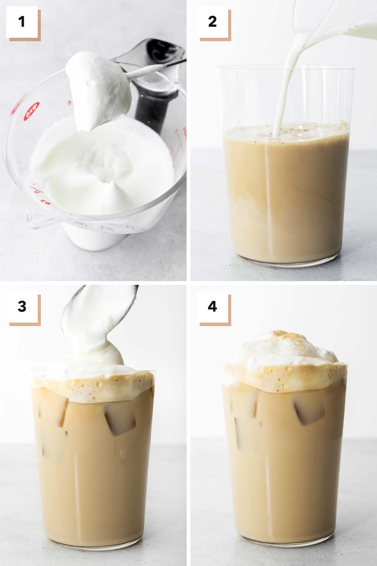 Stappen om Starbucks Iced Cinnamon Dolce Latte copycat-drankje te maken.
