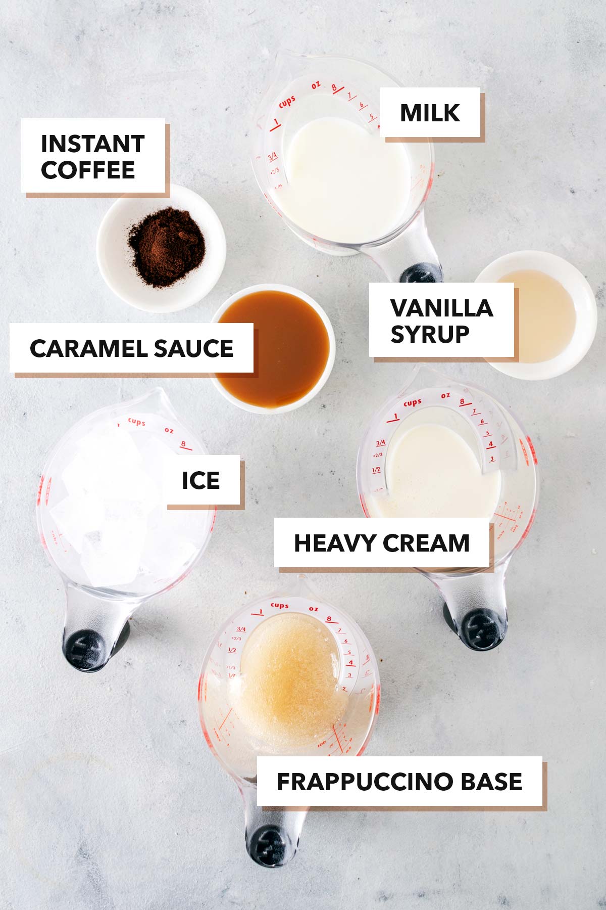 Starbucks Caramel Frappuccino copycat recept ingrediënten.