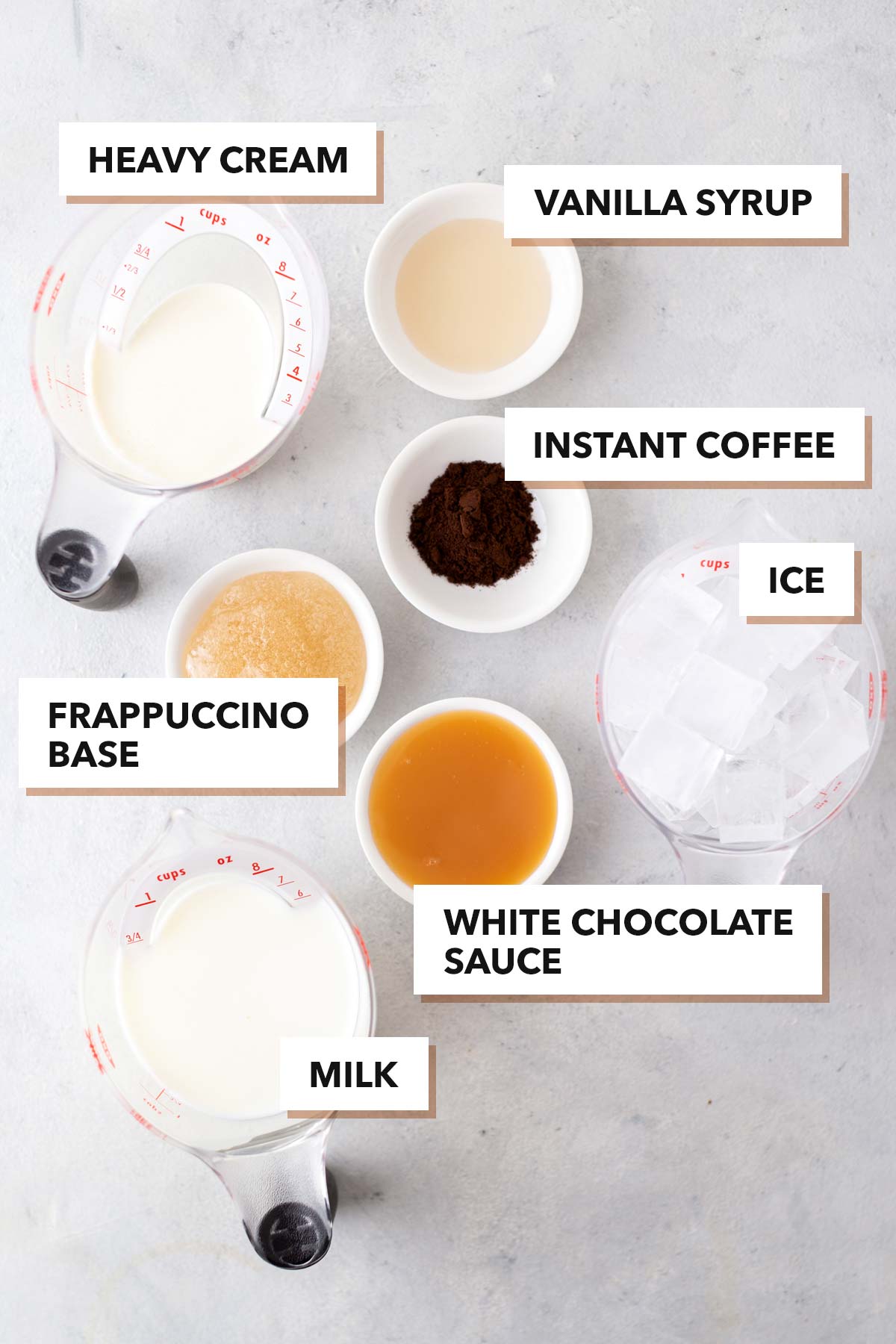 Witte Chocolade Mokka Frappuccino ingrediënten.