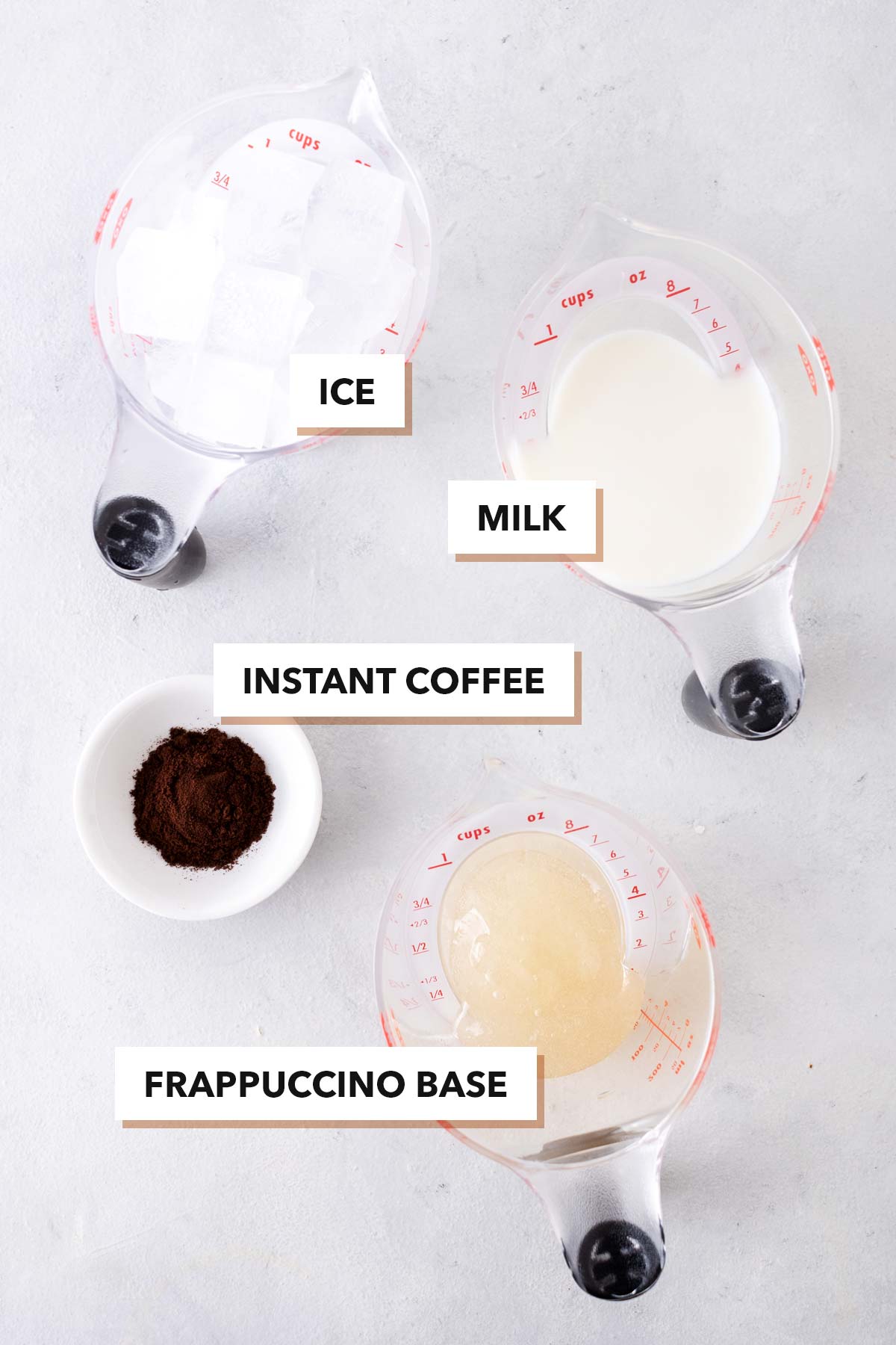 Koffie Frappuccino ingrediënten.