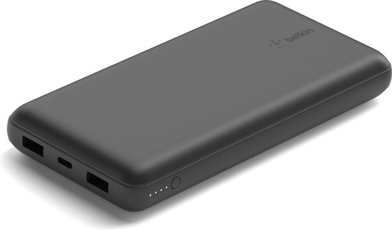 Belkin Boost-Up Charge 20.000 mAh Powerbank - USB-A naar USB-C-Kabel - 3-Poorts - geschikt voor iPhone - 15W - Zwart