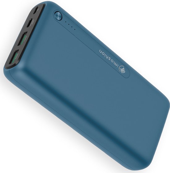 iMoshion® Powerbank 27.000 mAh - Snellader & batterij-indicator - USB, USB C & Micro USB - Universele Powerbank voor o.a. Apple iPhone / Samsung - Blauw